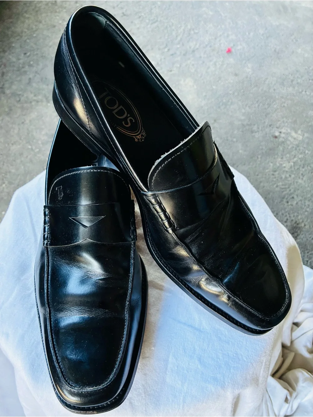 Tod's Black Leather Classic Penny Loafers, Size 7.5
